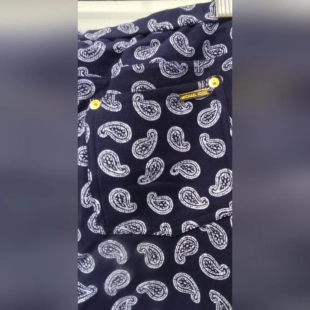 Michael Kors Blue & White Paisley Jeggings Size Large Pockets